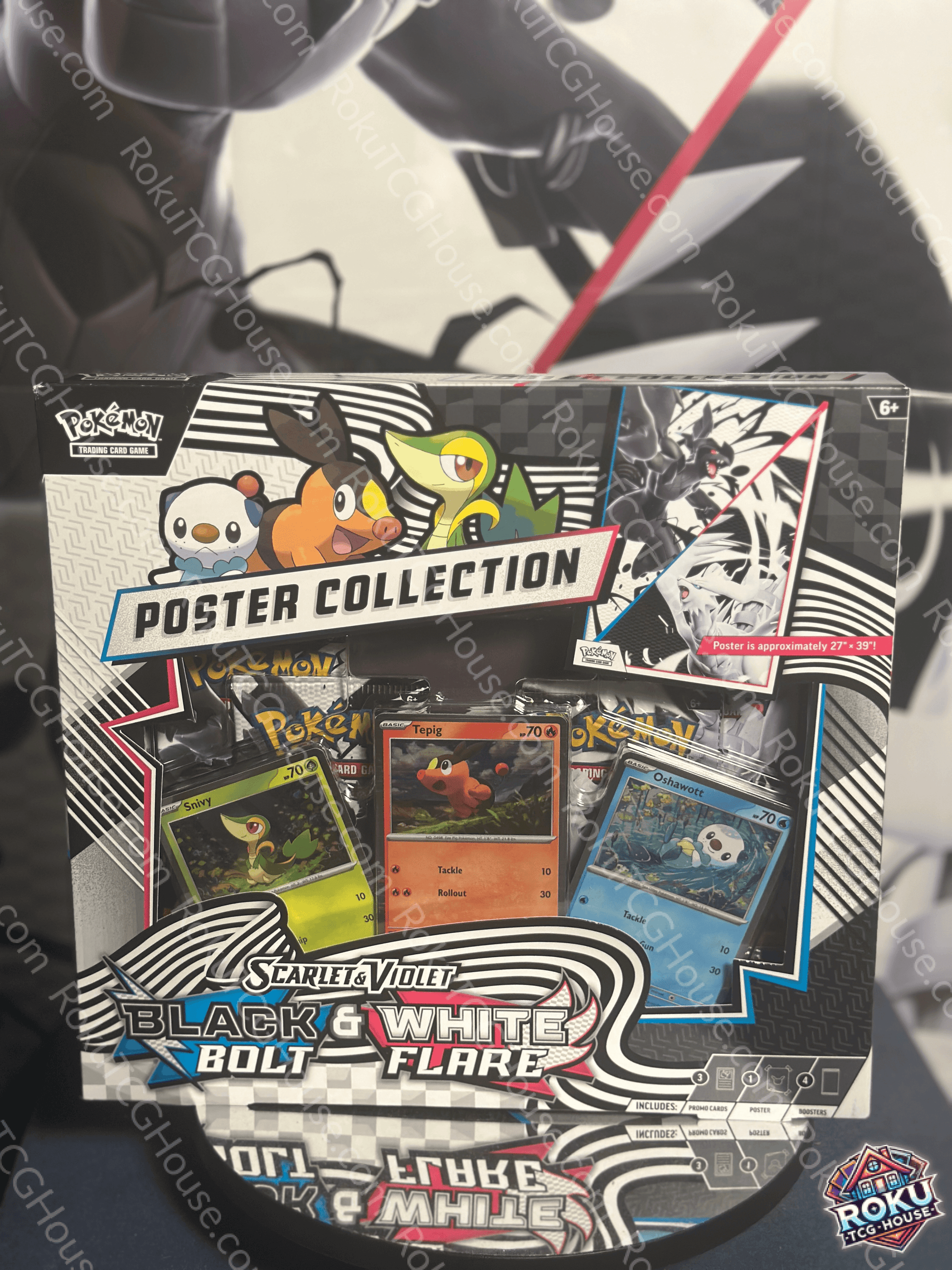 Front view of Black Bolt/White Flare - Poster Collection box featuring packs, promo cards and poster!