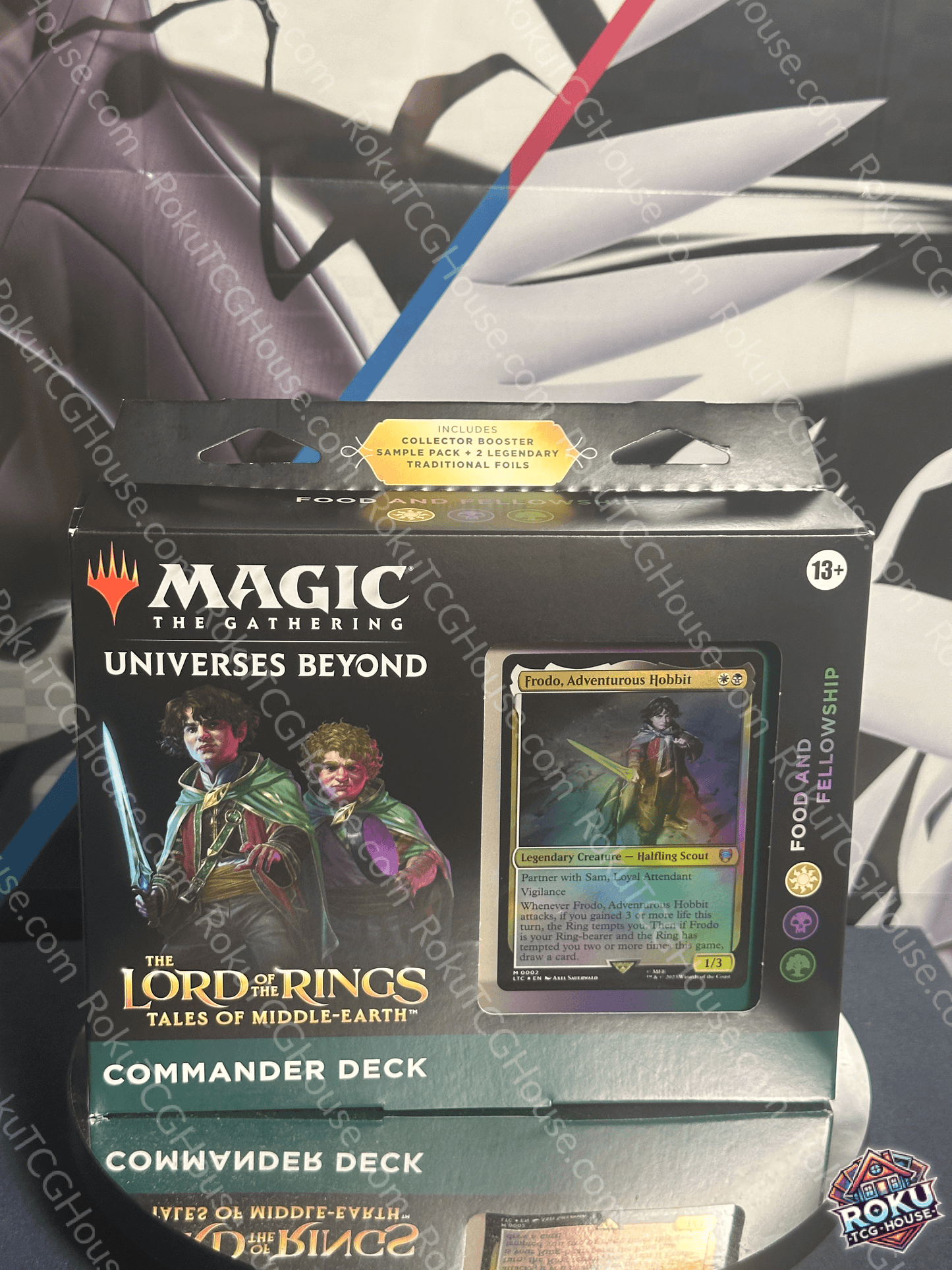 MTG: LOTR - Commander Deck (Frodo) front packaging featuring Frodo artwork and Magic: The Gathering branding