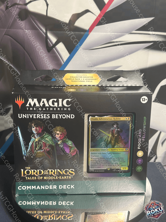 MTG: LOTR - Commander Deck (Frodo) front packaging featuring Frodo artwork and Magic: The Gathering branding