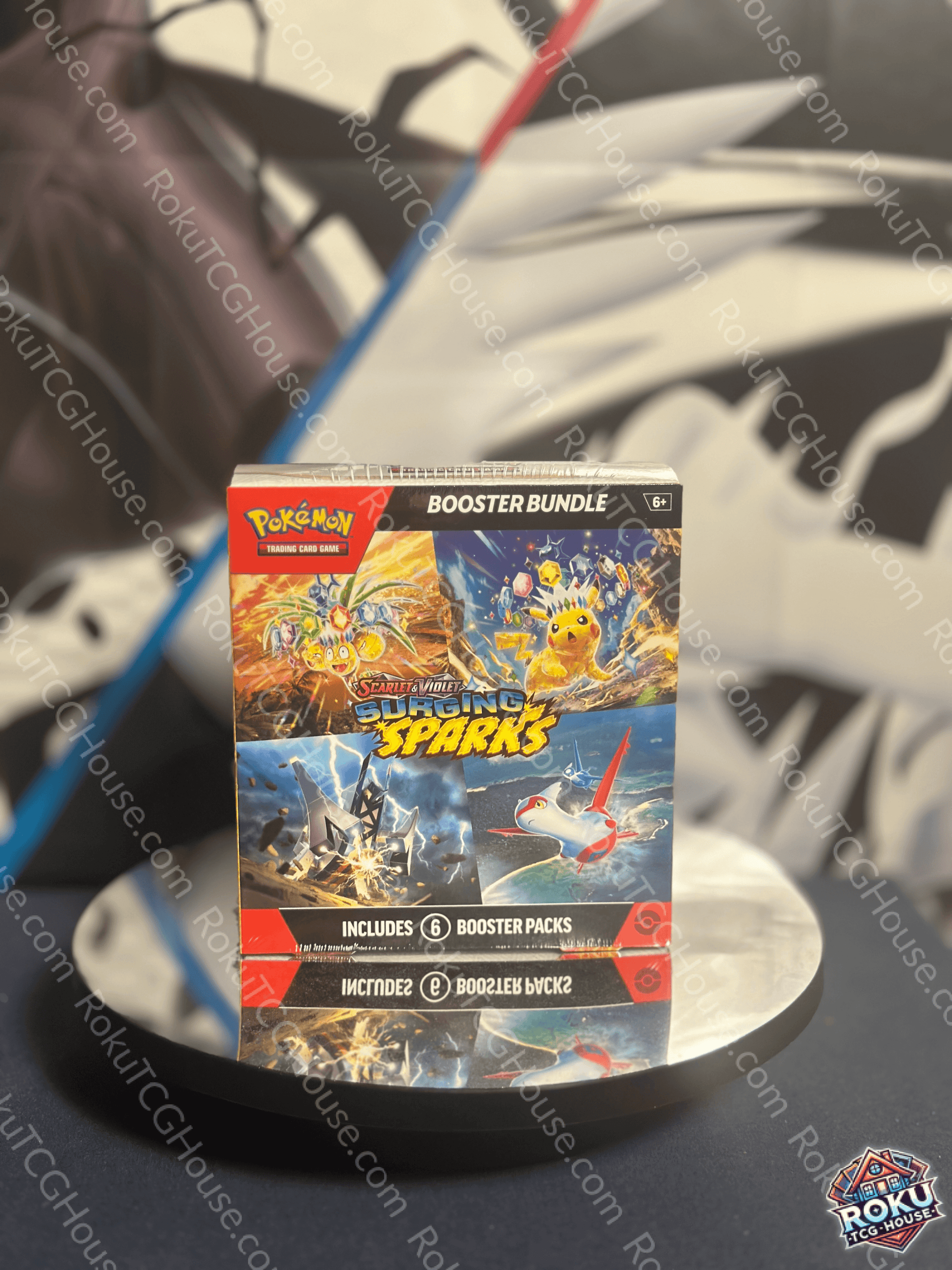 Surging Sparks - Booster Bundle front packaging with artwork and six booster packs included