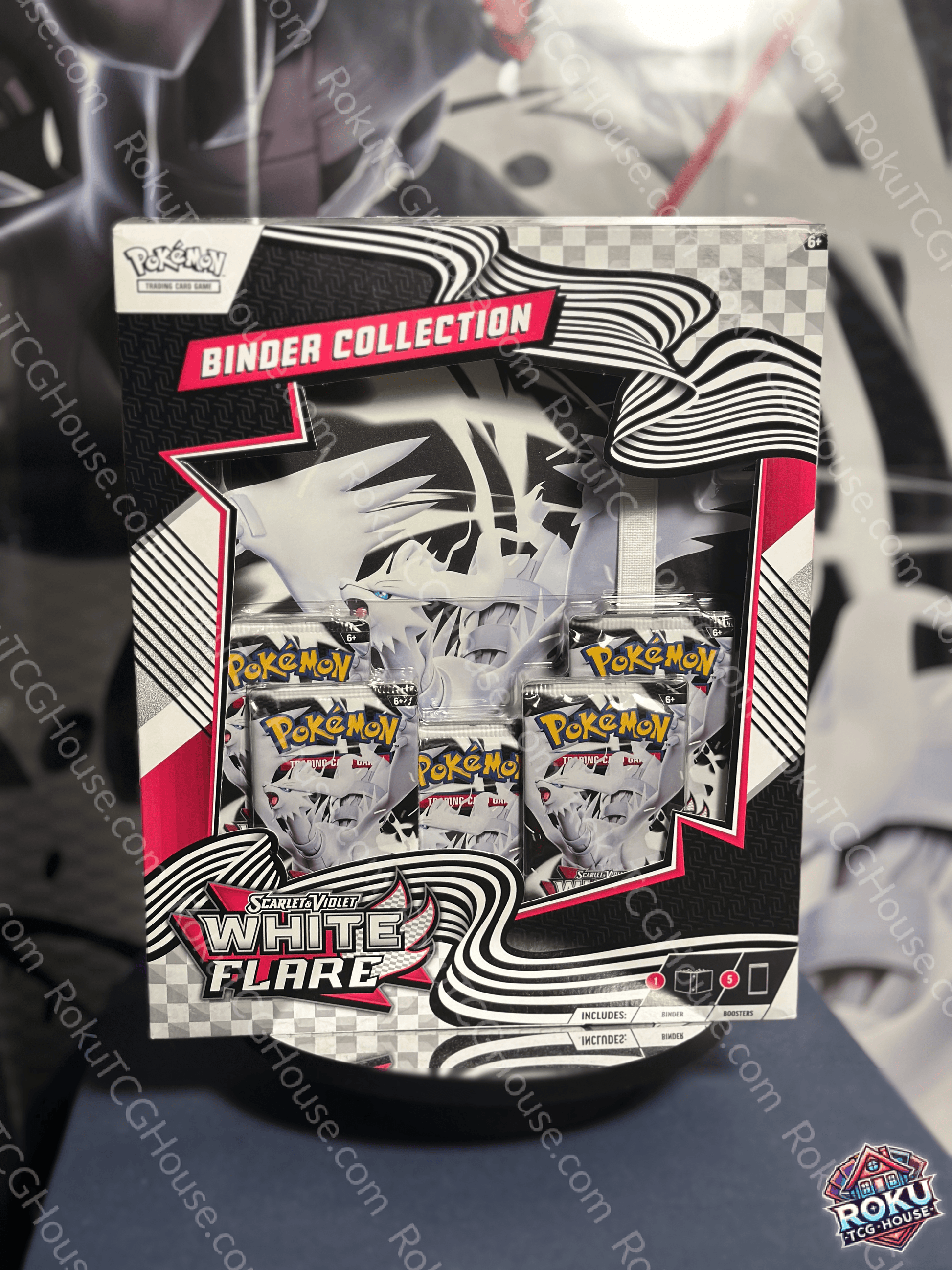 White Flare Binder Collection product featuring Pokémon cards in an attractive display box.