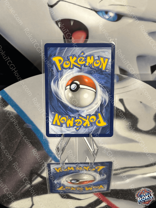 Hilda - White Flare Pokémon card shown on display with Poké Ball design, in near mint condition.
