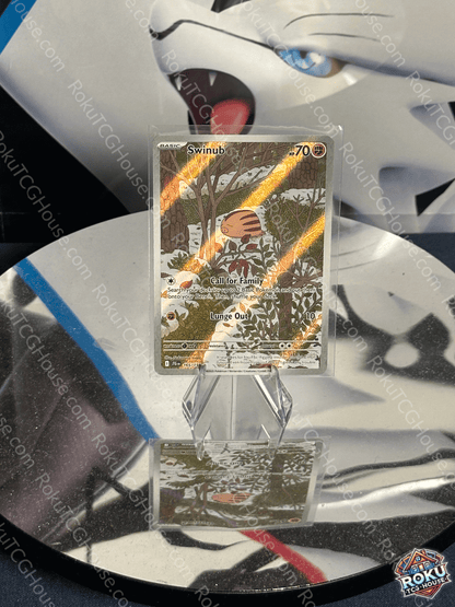 Swinub Pokemon card from the Journey Together set displayed in NM condition with vibrant artwork.