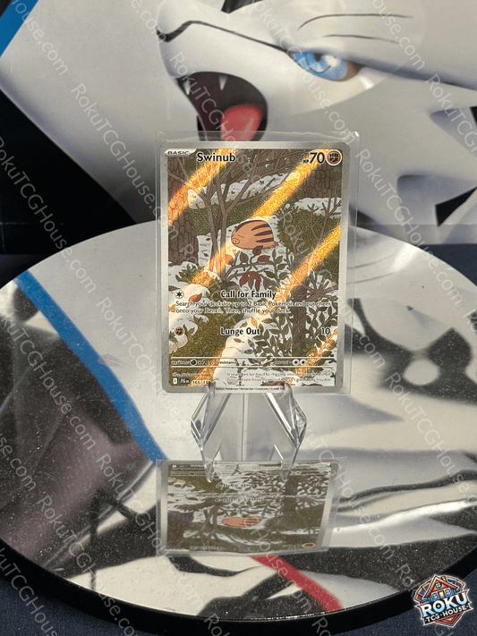 Swinub Pokemon card from the Journey Together set displayed in NM condition with vibrant artwork.