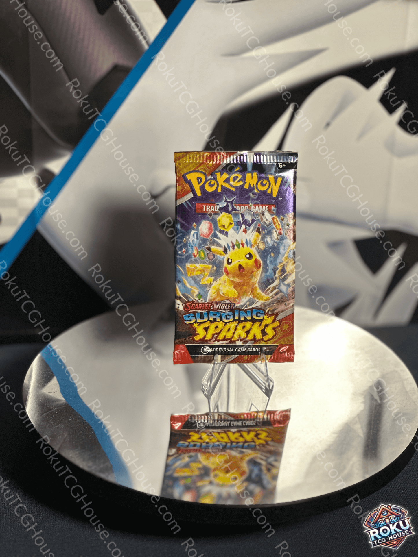 Pokemon TCG Surging Sparks Booster Pack featuring Pikachu ex