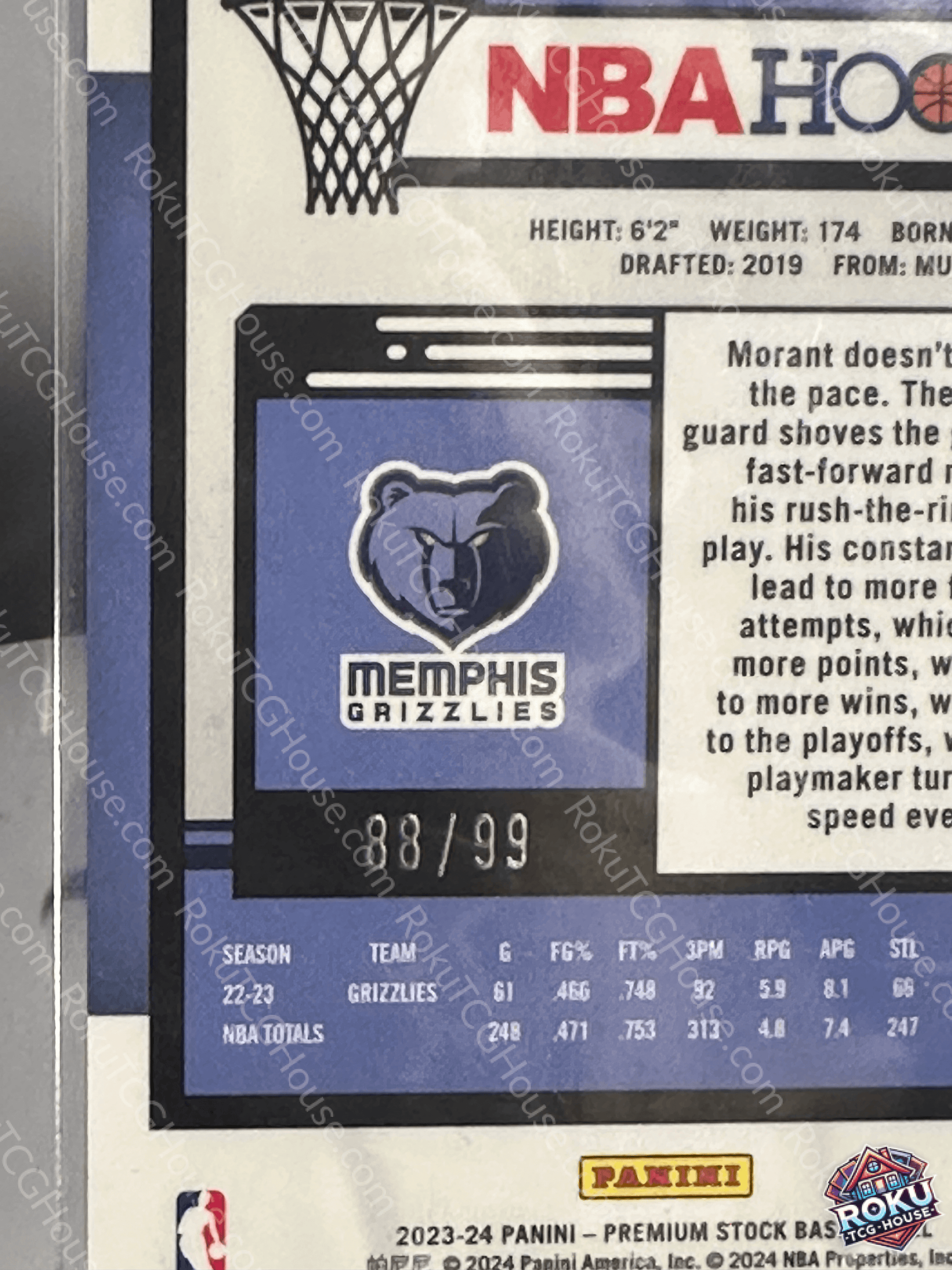 Ja Morant (88/99) (Red Ice Prizm) - 2023 Panini Premium