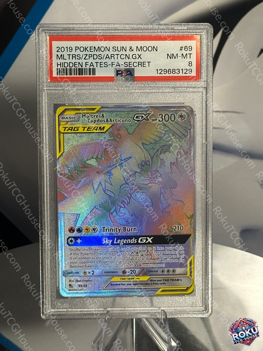 Moltres, Zapdos & Articuno GX - Hidden Fates - Pokemon Card (PSA 8)
