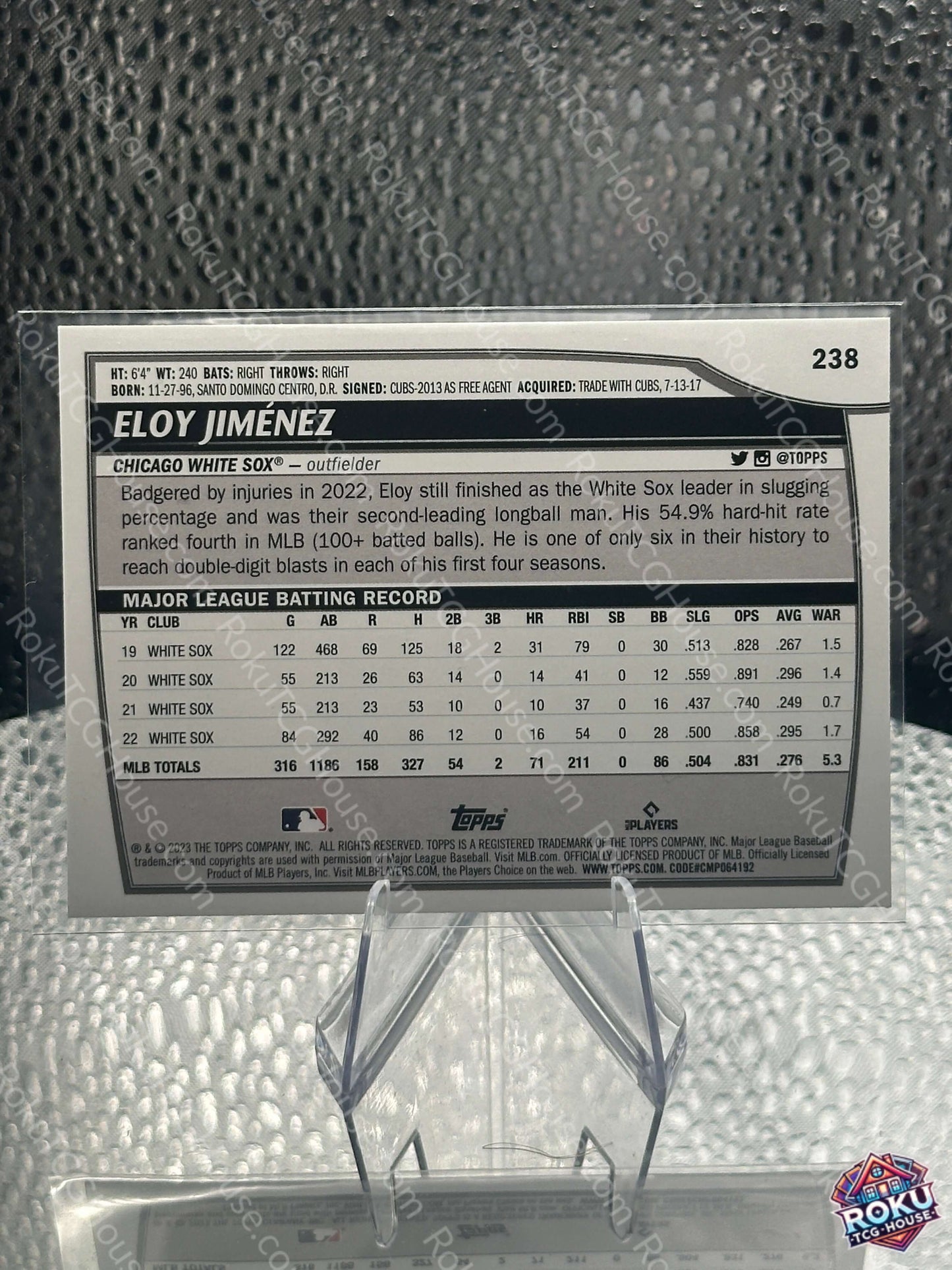 Eloy Jimenez 2023 MLB card back baseball collectible NM