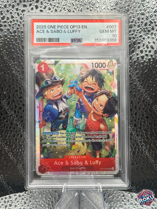 Ace Sabo Luffy Carrying On His Will One Piece Card PSA 10 front