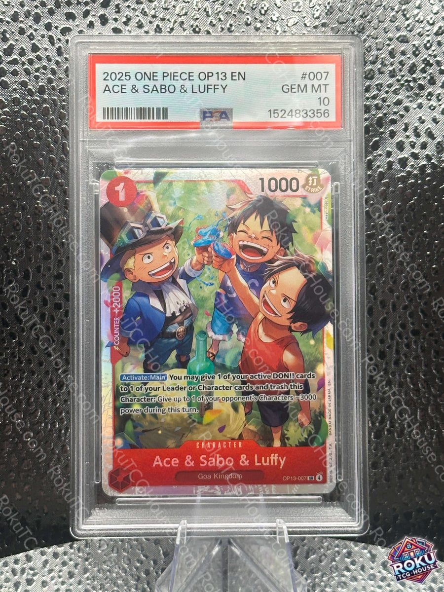 Ace Sabo Luffy Carrying On His Will One Piece Card PSA 10 front