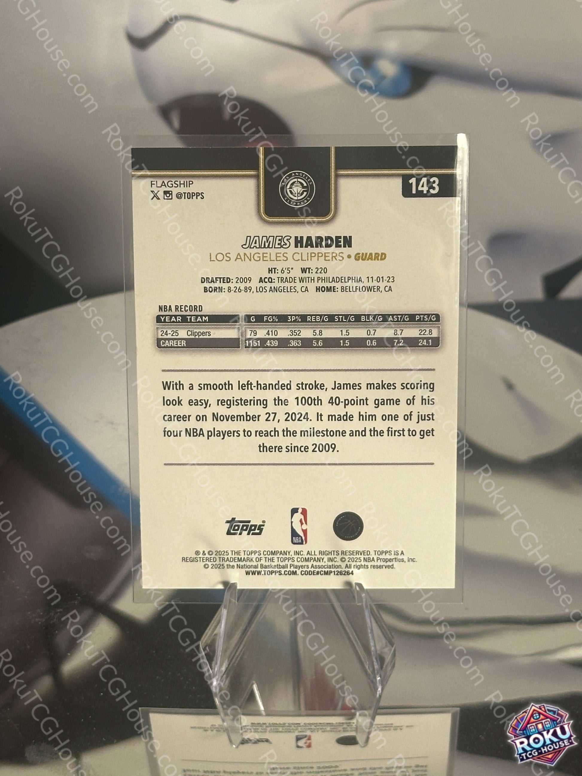 James Harden Blackout 2025 Topps NBA Card back NM