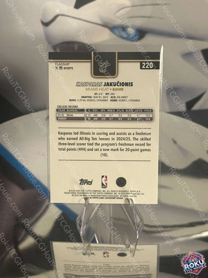 Kasparas Jakucionis Blackout 2025 Topps NBA Card Back Near Mint