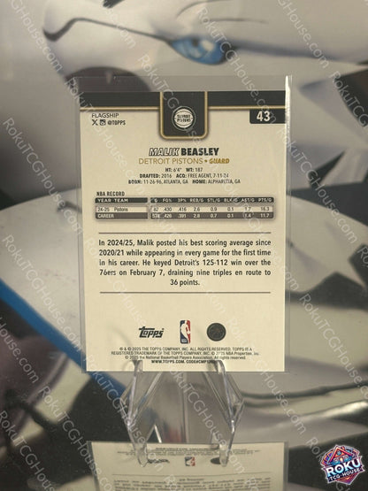 Malik Beasley Blackout 2025 Topps NBA Card back NM