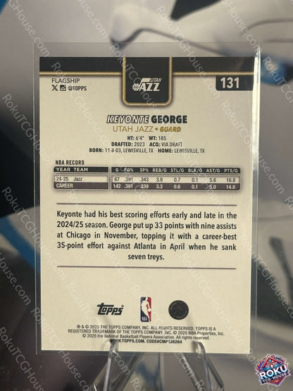 Keyonte George Blackout 2025 Topps NBA card back NM