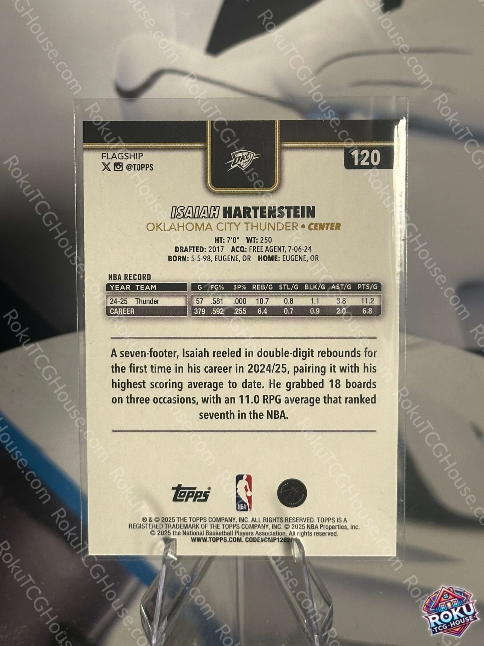 Isaiah Hartenstein Blackout 2025 Topps NBA Card back NM