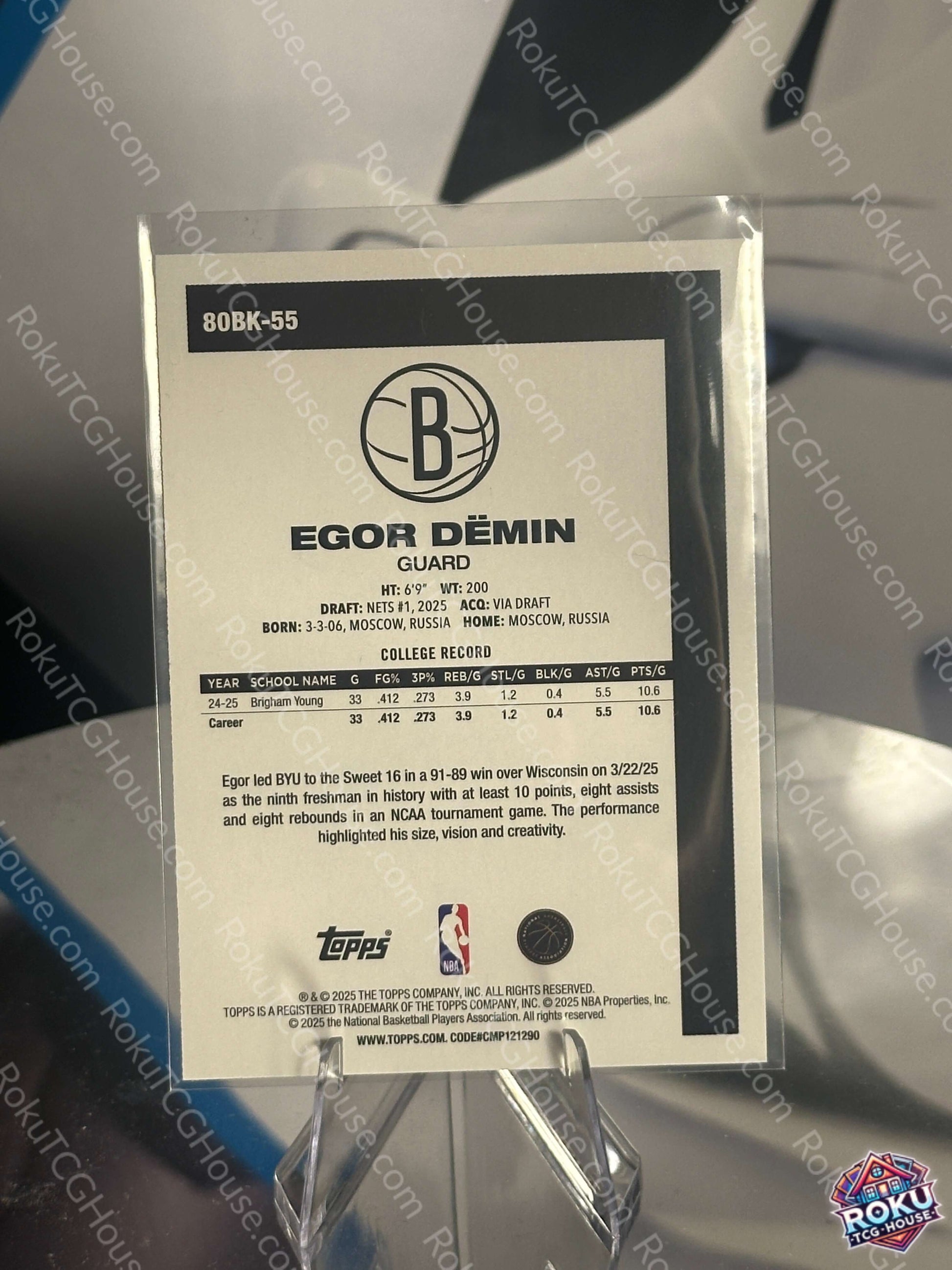 Egor Demin rookie card 2025 Topps NBA back NM