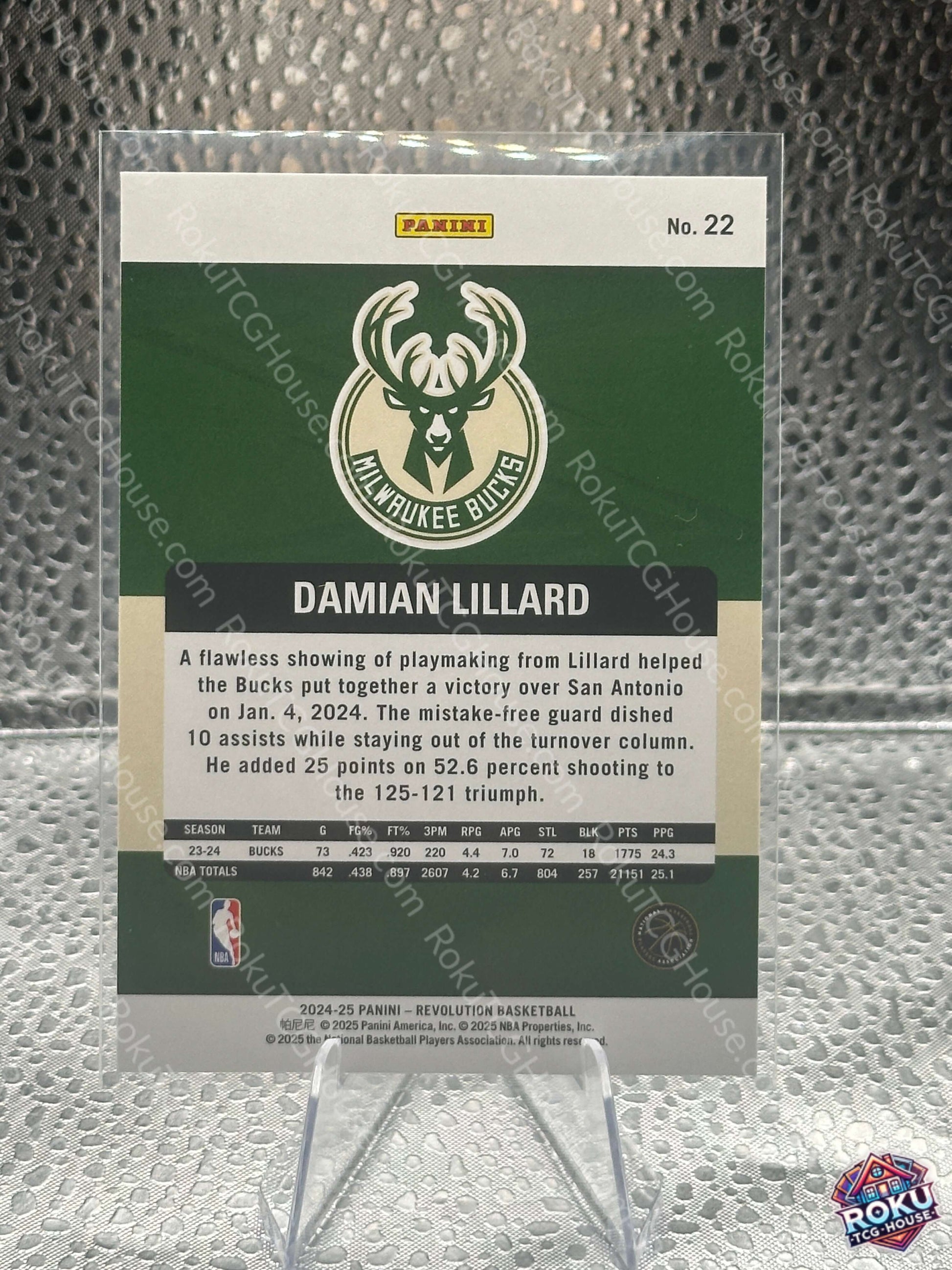 Damian Lillard 2024 Panini Revolution NBA Card NM back