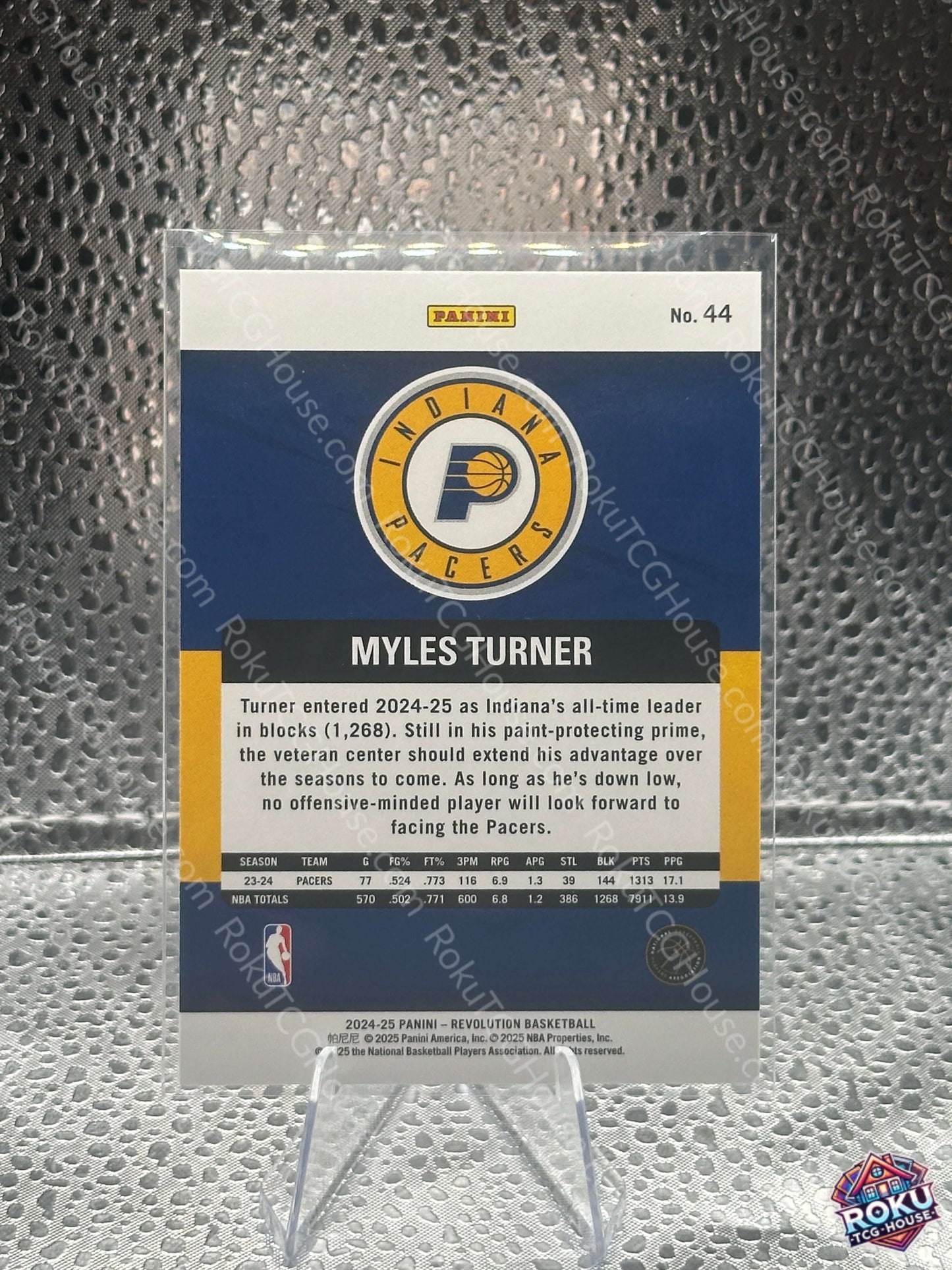 Myles Turner 2024 Panini Revolution NBA Card NM back