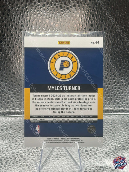 Myles Turner 2024 Panini Revolution NBA Card NM back