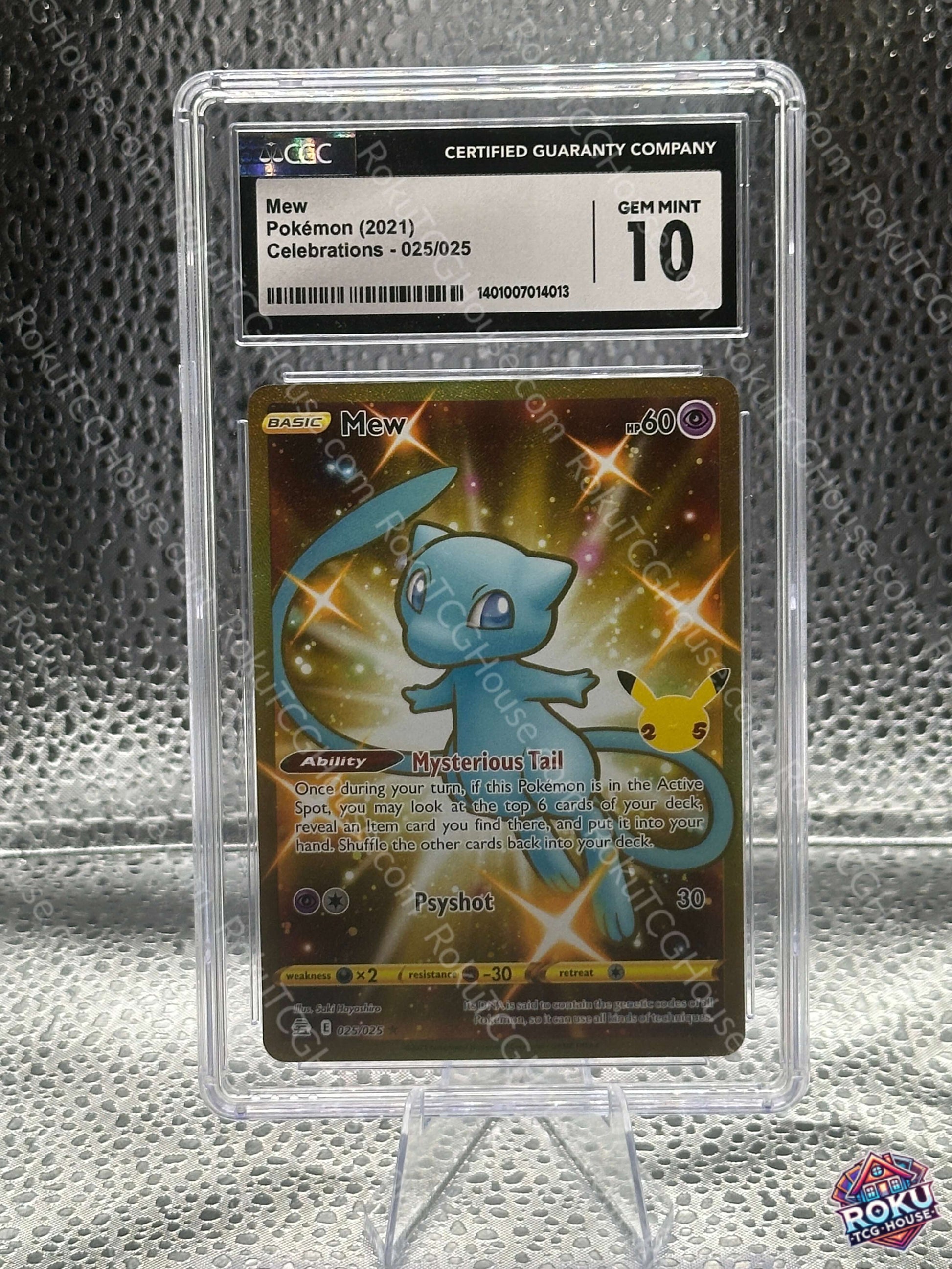 Mew Gold Celebrations Pokemon card CGC 10 Gem Mint graded front