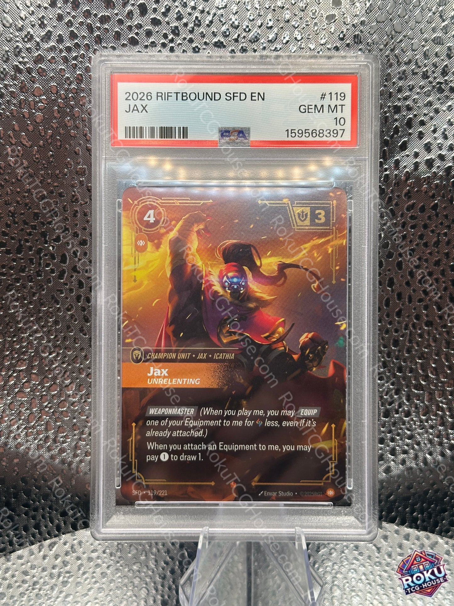 Jax - Unrelenting (119/221) - Spiritforged - Riftbound Card (PSA 10)