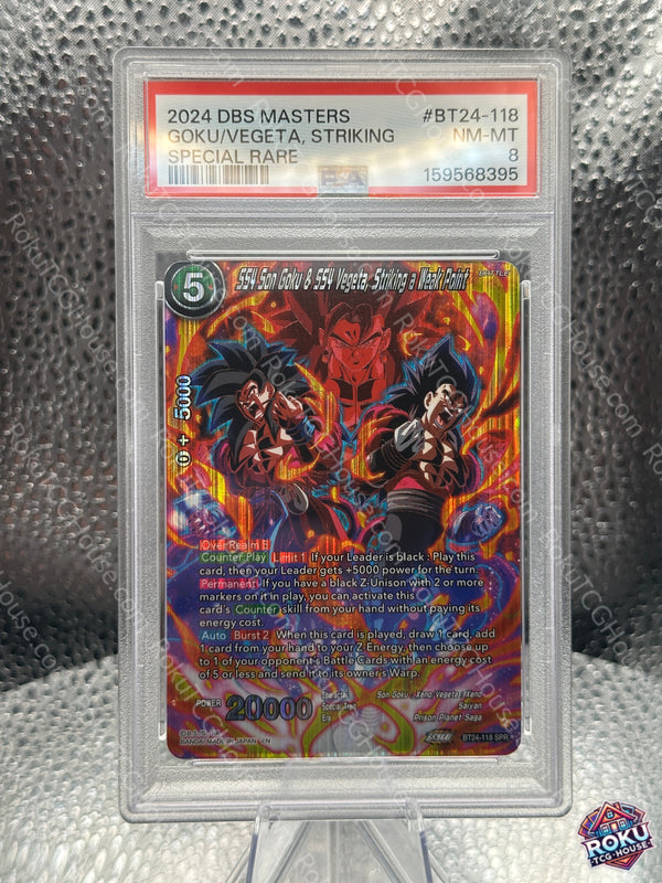 SS4 Son Goku & SS4 Vegeta, Striking a Weak Point (SPR) (BT24-118) - Beyond Generations - Dragon Ball Super Card (PSA 8)