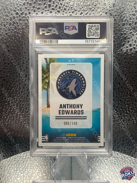 Anthony Edwards #7 Splash! Green Shock (089/149) - 2024 Donruss Optic - Basketball Card (PSA 8)