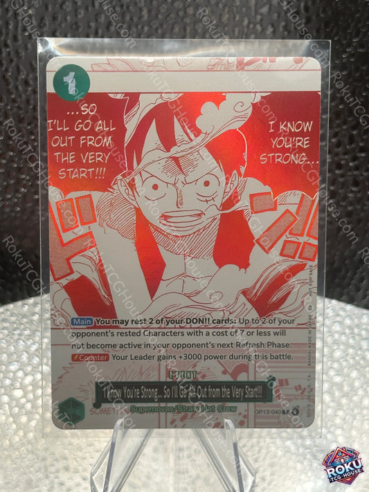 I Know You're Strong… So I'll Go All Out from the Very Start!!! (OP13-040) - Promotional Cards - One Piece Card (NM)