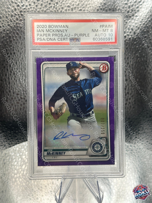 Ian McKinney (007/250) (Purple) (Auto) #PAIM - 2020 Bowman Paper Prospects - MLB Card (PSA 8 / Auto 10)