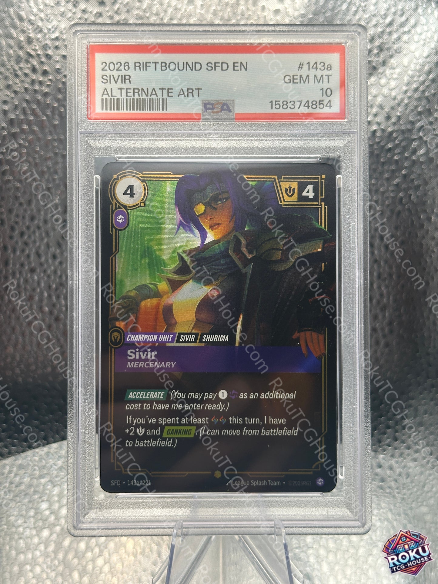 Sivir - Mercenary (Alternate Art) (143a/221) - Spiritforged - Riftbound Card (PSA 10)