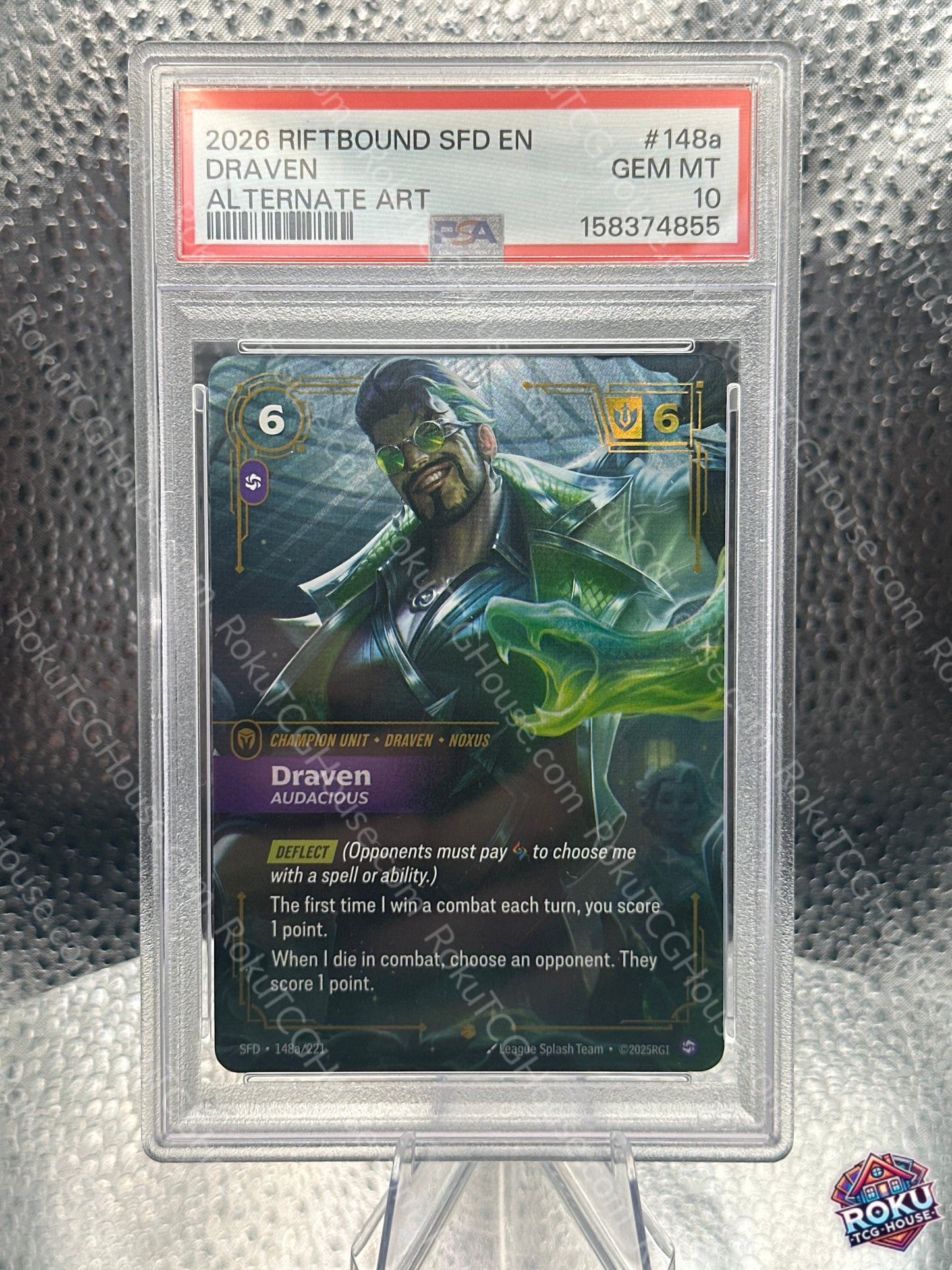Draven - Audacious (Alternate Art) (148a/221) - Spiritforged - Riftbound Card (PSA 10)