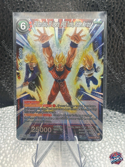 SS Son Goku, SS Vegeta, & SS Trunks, Golden Warriors (BT30-006) - Three Glorious Fighters - Dragon Ball Card (NM)
