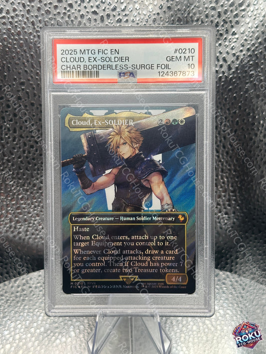 Cloud Ex-Soldier (Borderless, Surgefoil) - Final Fantasy - Magic: The Gathering Card (PSA 10)
