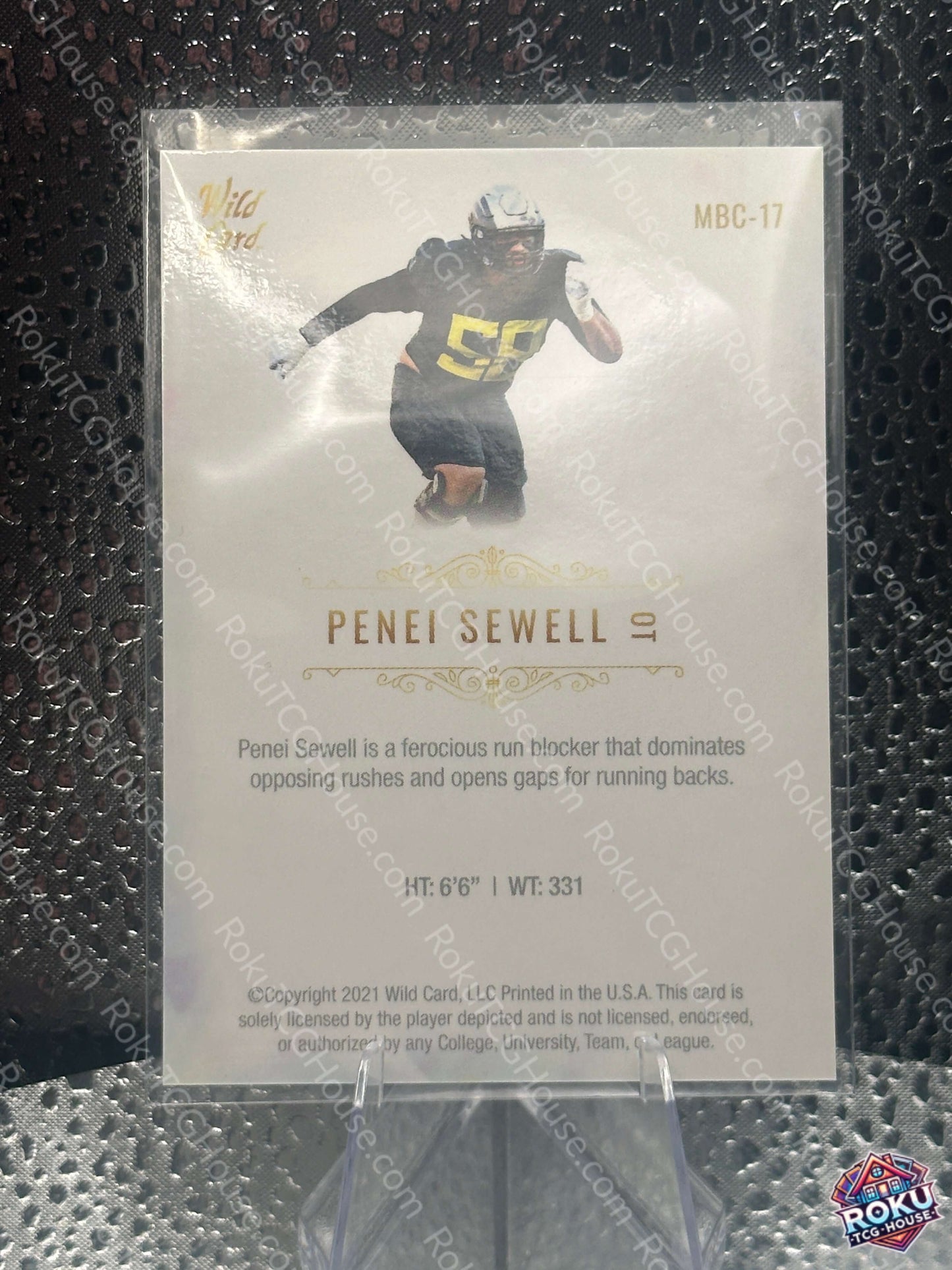 Penei Sewell White 2021 NFL Card NM back