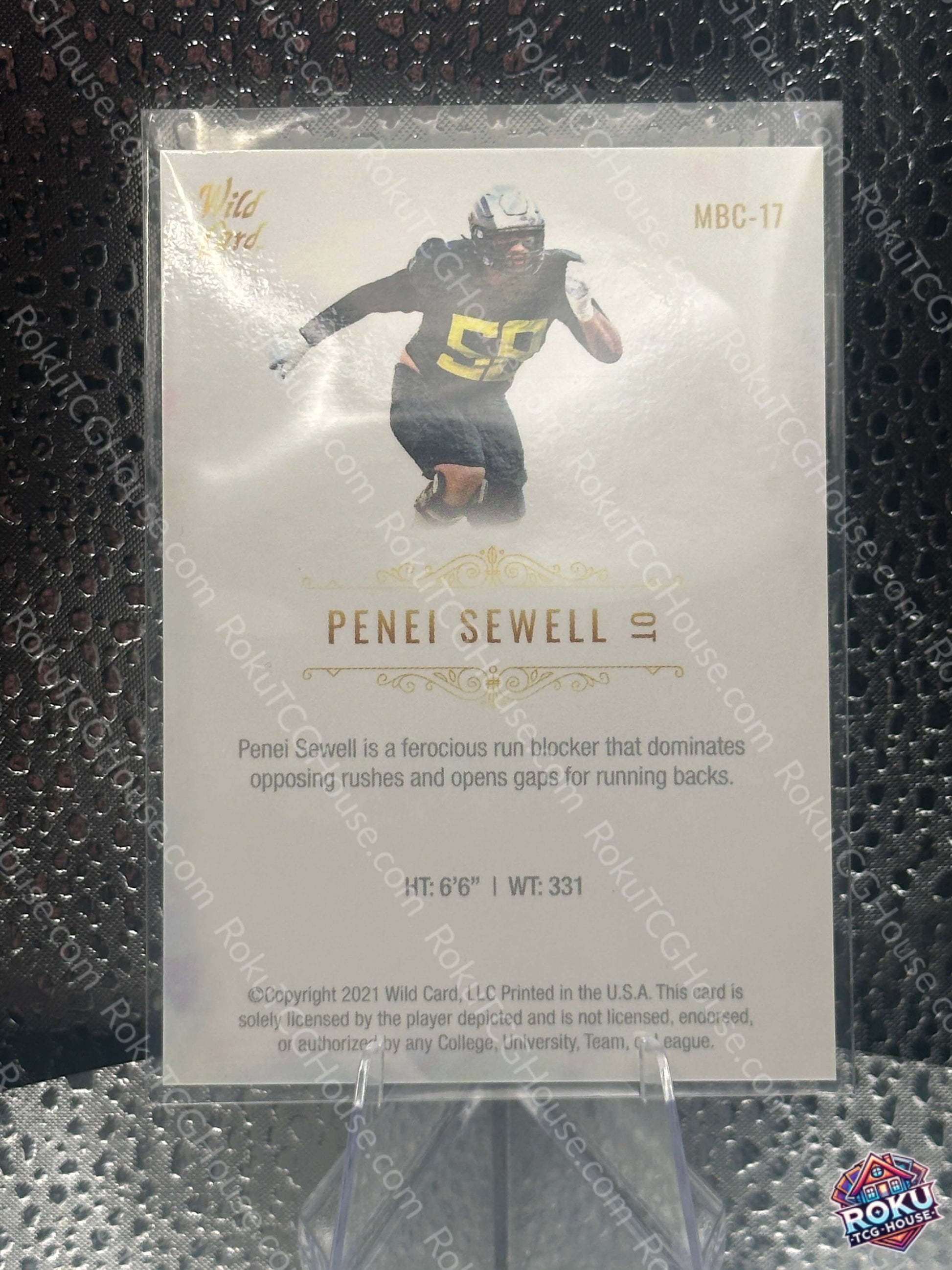 Penei Sewell White 2021 NFL Card NM back