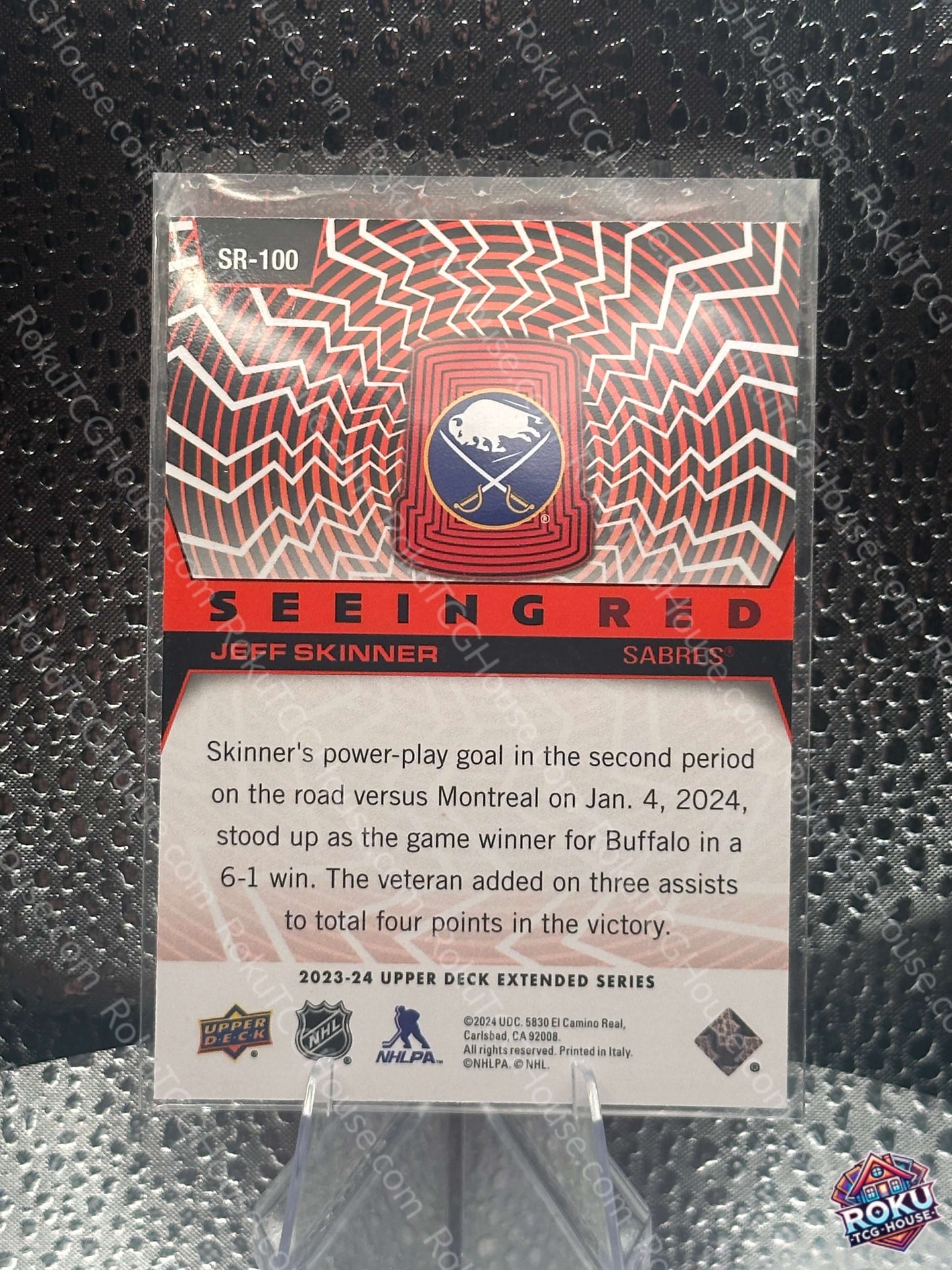 Jeff Skinner Seeing Red 2023 NHL Card NM back