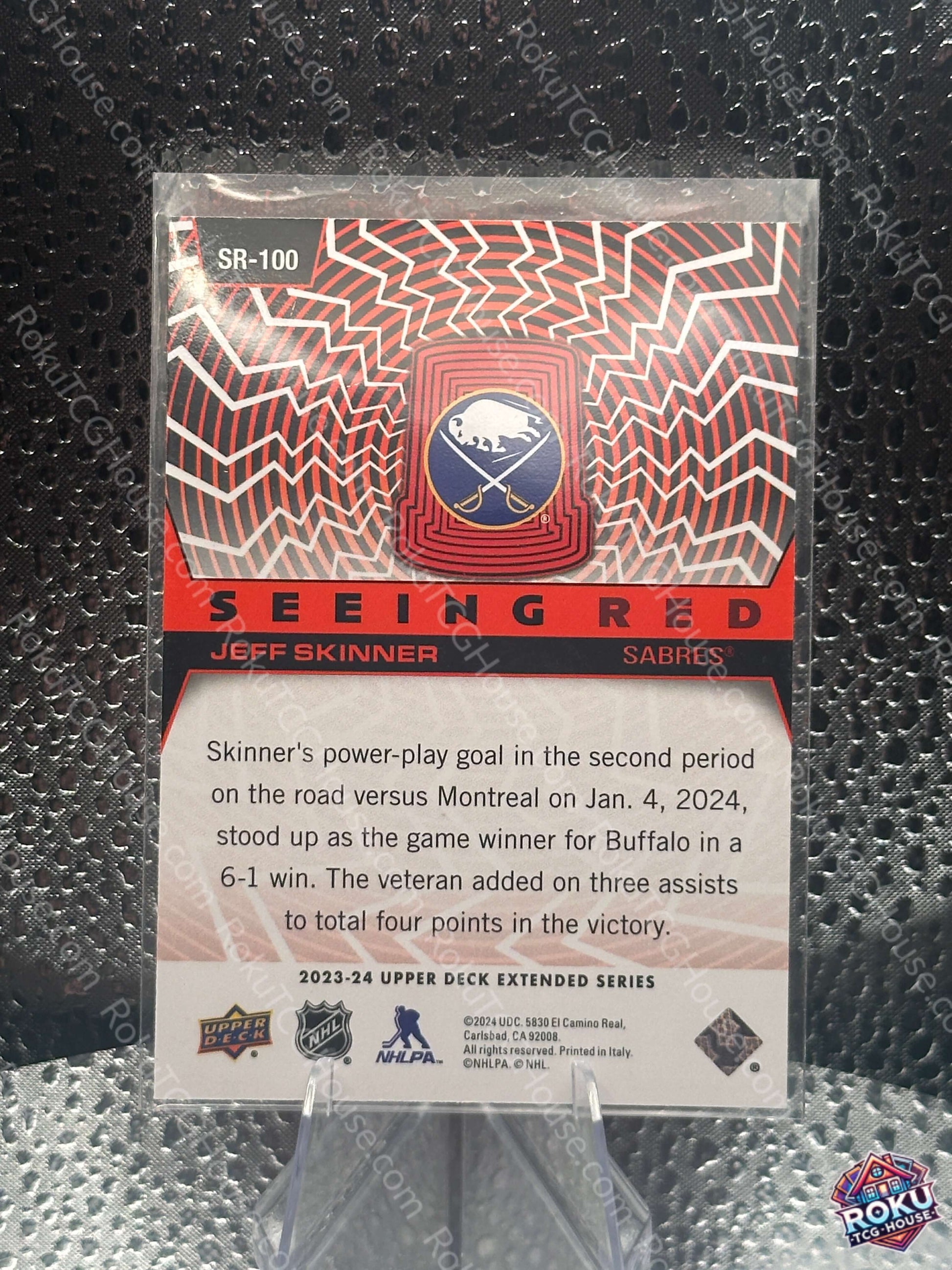 Jeff Skinner Seeing Red 2023 NHL Card NM back