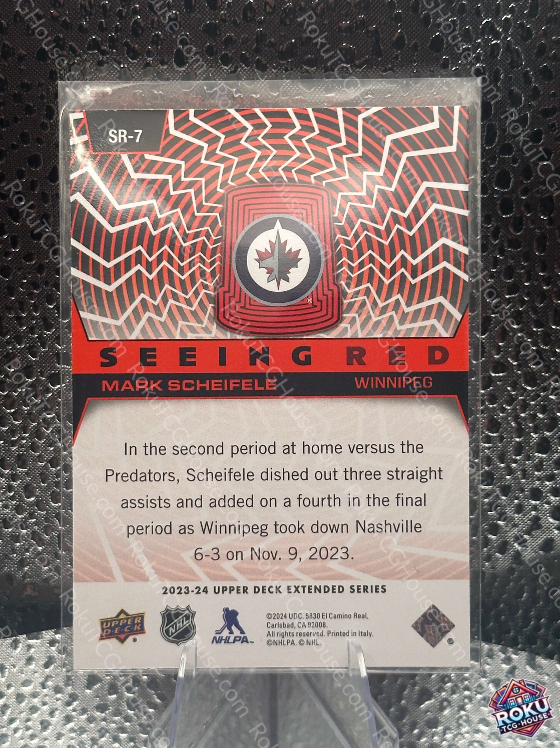 Mark Scheifele Seeing Red 2023 NHL Card LP back