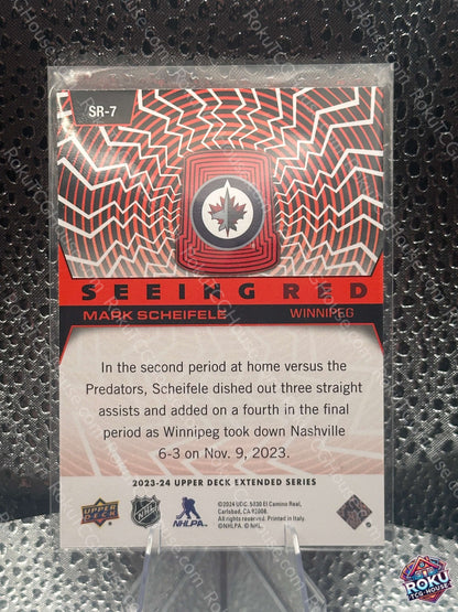 Mark Scheifele Seeing Red 2023 NHL Card LP back