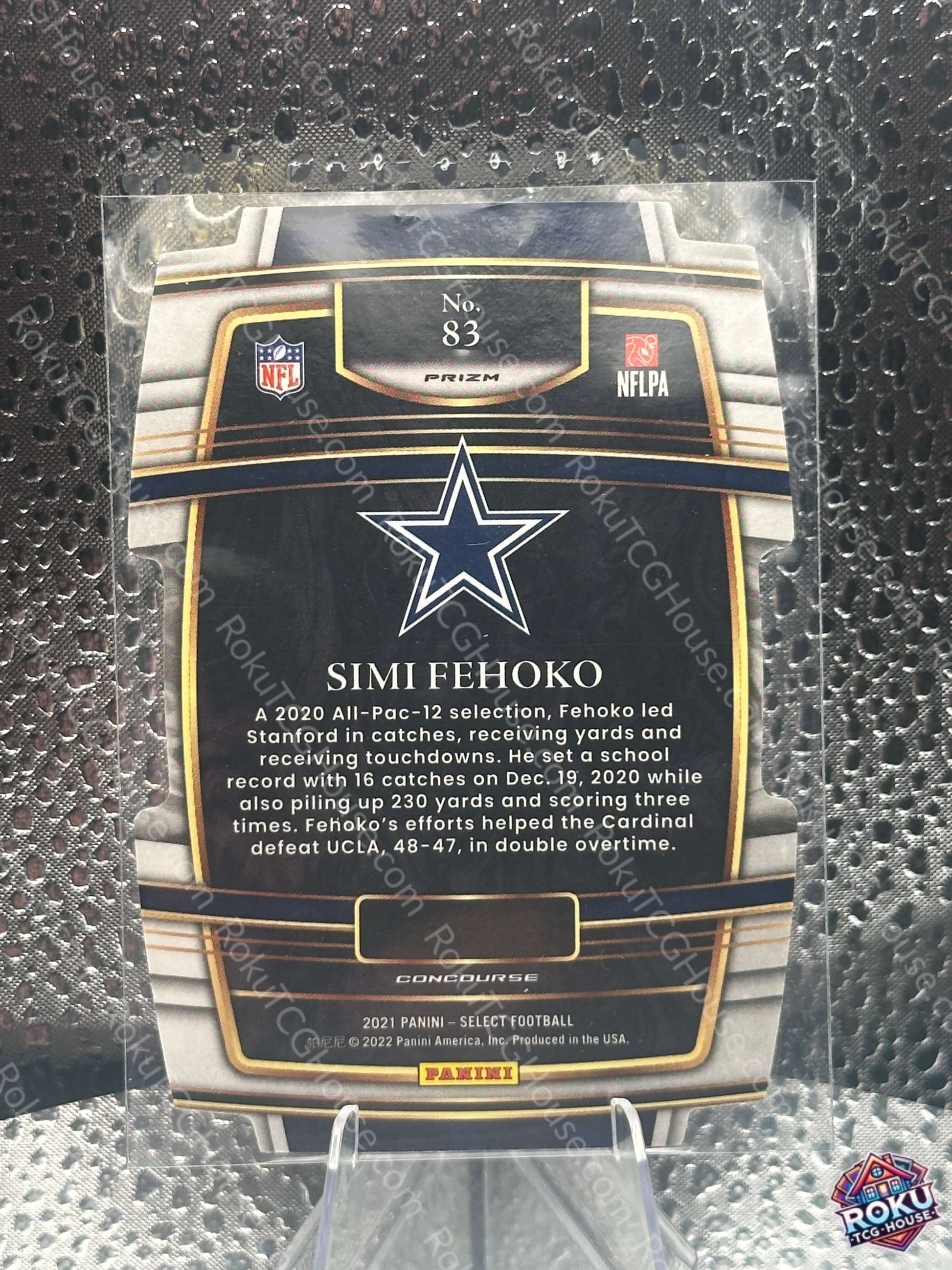 Simi Fehoko Rookie Green-Yellow Die Cut 2021 NFL Card NM back