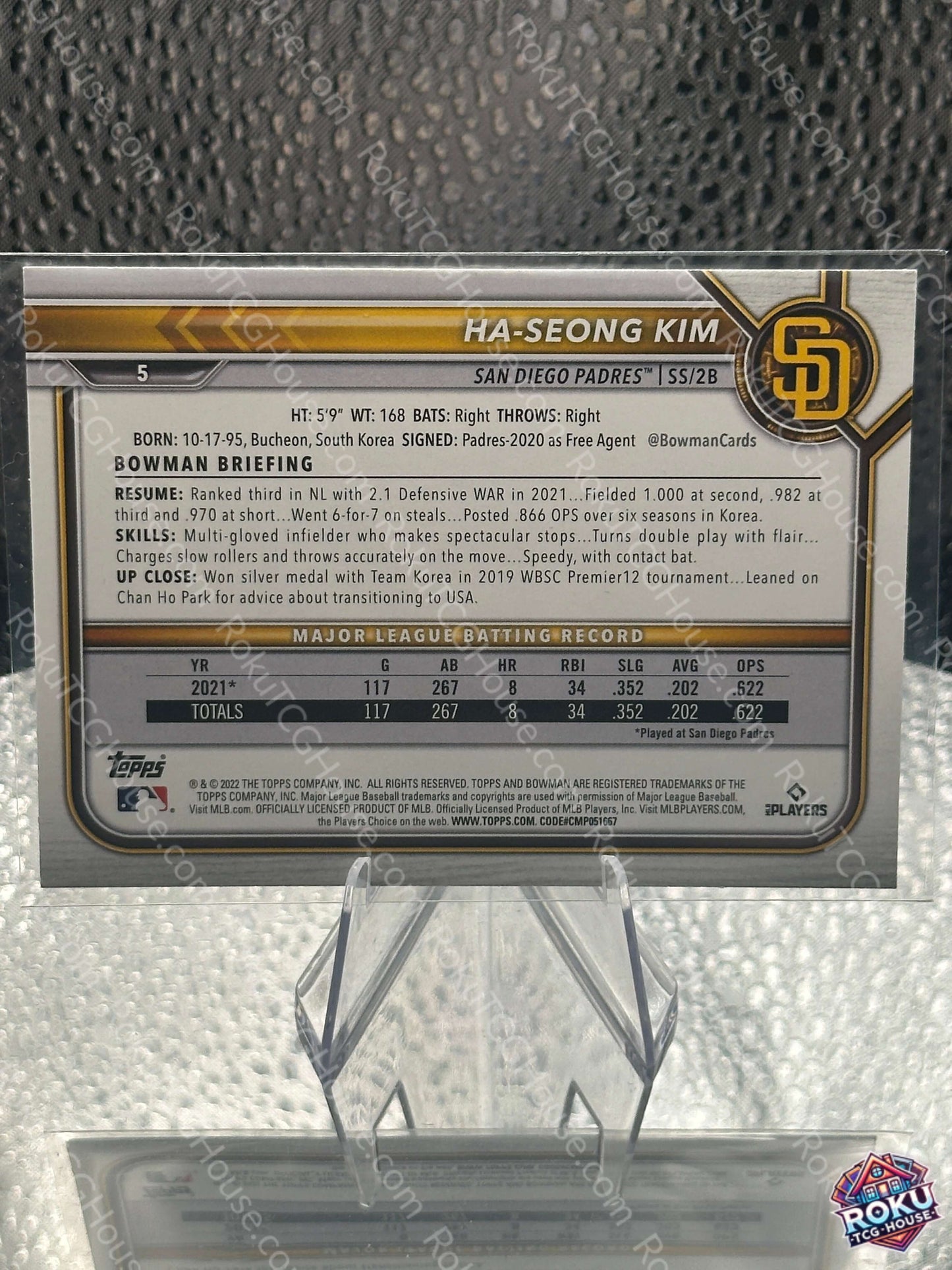 Ha Seong Kim 2022 MLB Card NM