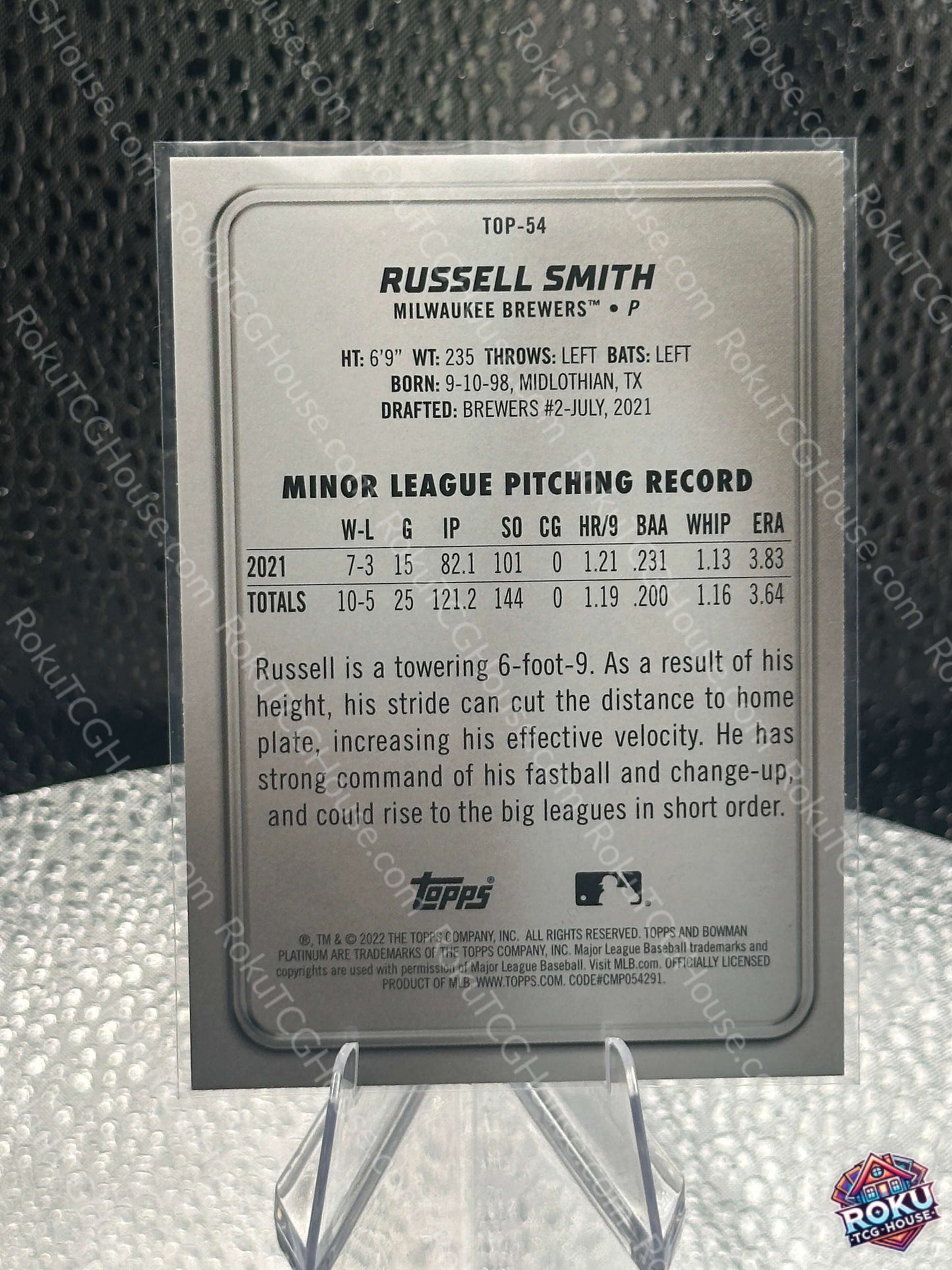 Russell Smith 2022 MLB Ice Foil Near Mint Trading Card