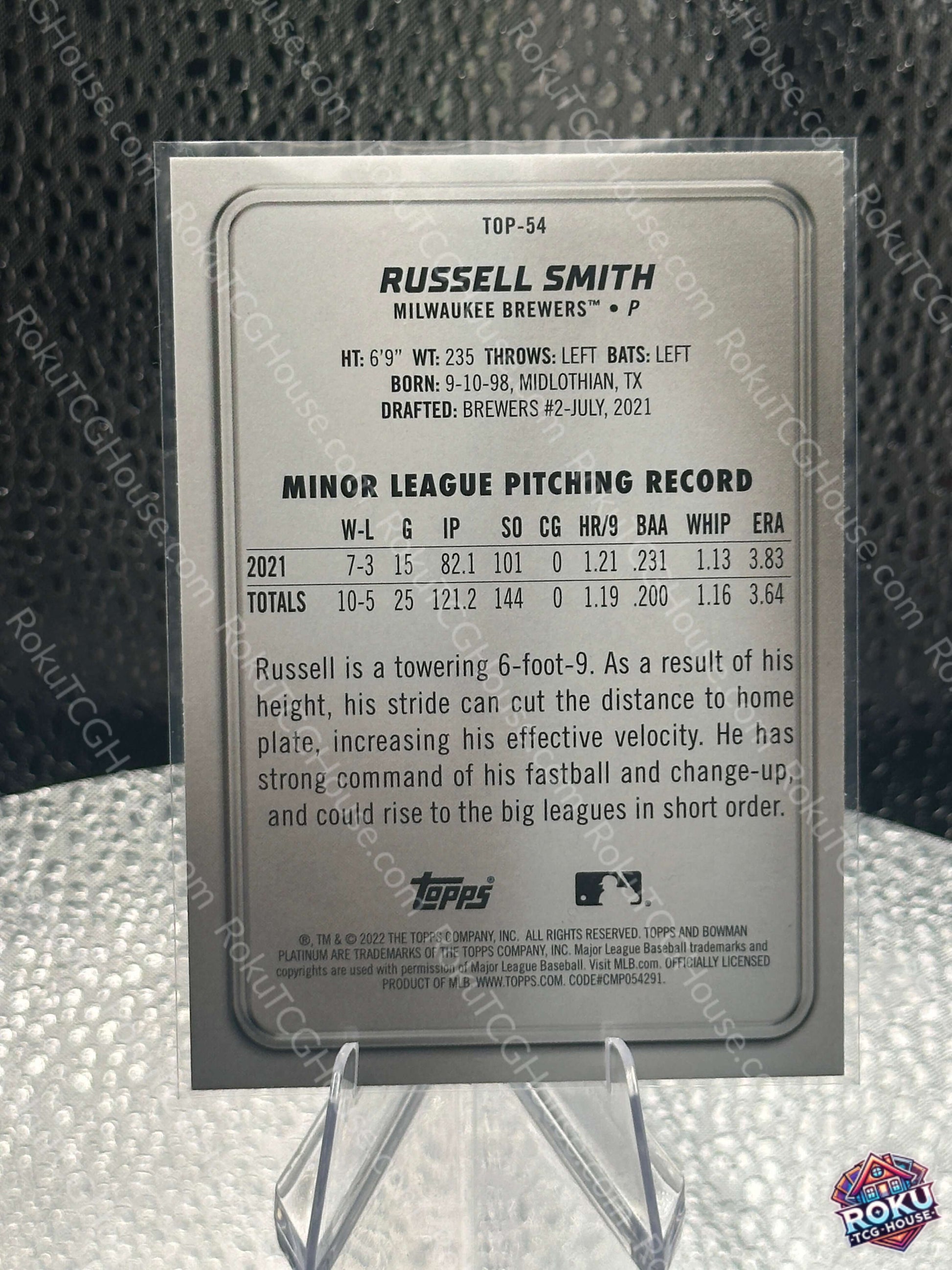 Russell Smith 2022 MLB Ice Foil Near Mint Trading Card