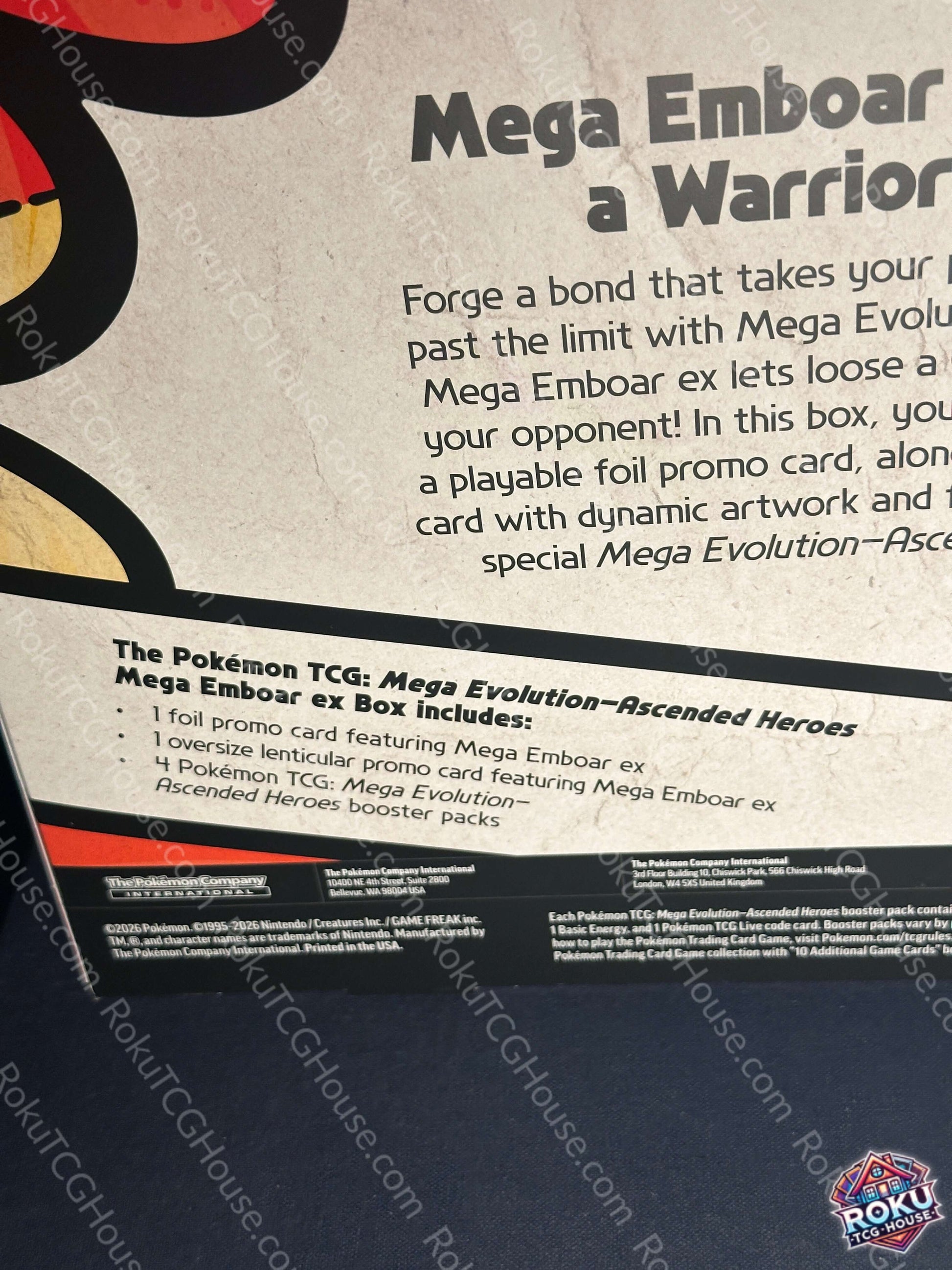 Ascended Heroes Mega Emboar ex Box contents Pokemon TCG