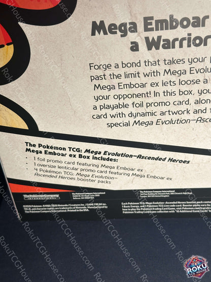Ascended Heroes Mega Emboar ex Box contents Pokemon TCG