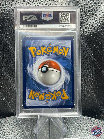 Back view of a PSA graded Pokemon card featuring the iconic Pokeball design.