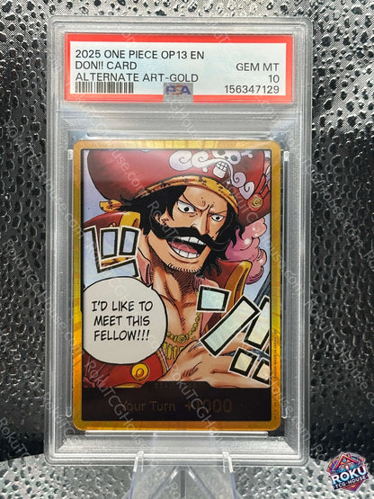 Don!! (Gold Alternate Art) - Carrying On His Will - One Piece Card (PSA 10)