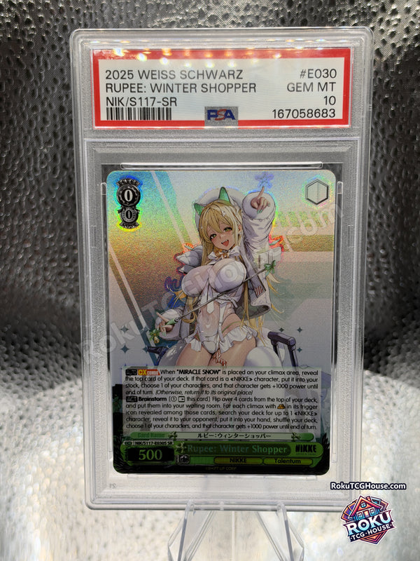 Rupee: Winter Shopper NIK/S117-E030S, PSA 10 cert 167058683, front - RokuTCGHouse watermarked photo