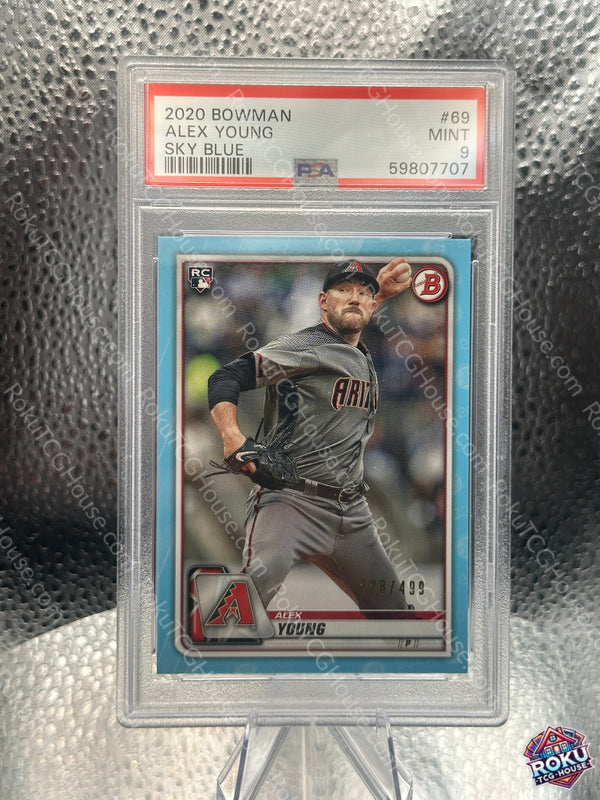 Alex Young 2020 Bowman Sky Blue #69 PSA 9 - front