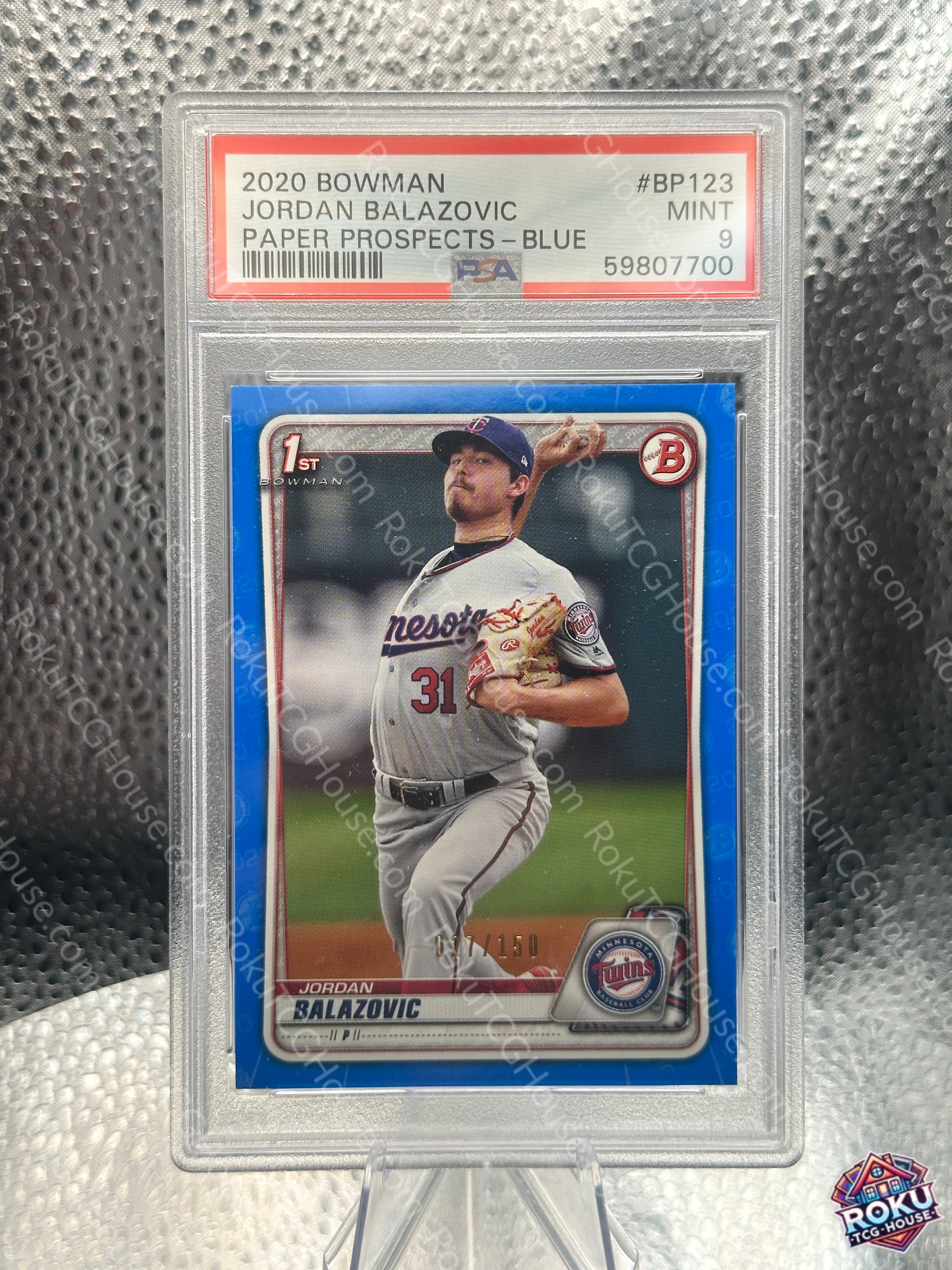 Jordan Balazovic 2020 Bowman Paper Prospects Blue #BP123 PSA 9 - front
